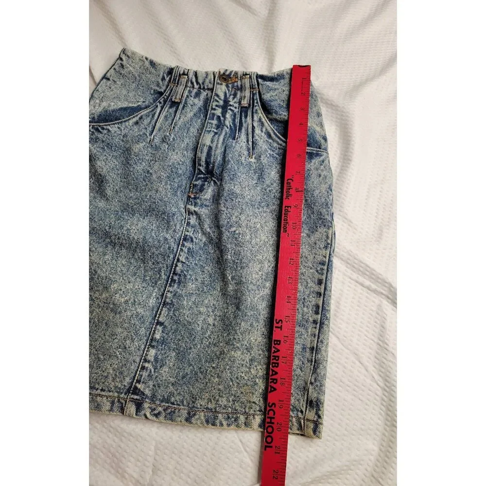 Retro Vintage boho 1970s denim acid wash jean skirt skirt size 3/4 - Picture 3 of 10